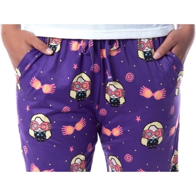 Harry Potter Womens' Luna Lovegood Glasses Chibi Allover Print Pajama Pants Purple 4 Harry Potter Womens' Luna Lovegood Glasses Chibi Allover Print Pajama Pants Purple - Image 2