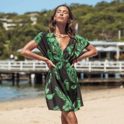 Women's Tropical Leaf Cover-Up Dress - Cupshe 3 Women's Tropical Leaf Cover-Up Dress - Cupshe