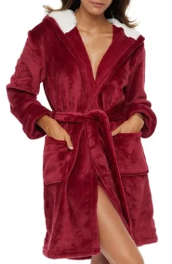 Women's Classic Plush Hooded Robe, Short Fleece Bathrobe With Hood 17 Women's Classic Plush Hooded Robe, Short Fleece Bathrobe With Hood -Women Store GUEST 59147fbd 192a 45a7 a415 715ef0d014a3