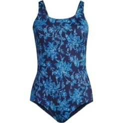 Lands' End Women's Long Chlorine Resistant Scoop Neck Soft Cup Tugless Sporty One Piece Swimsuit -Women Store GUEST 5b8f518a a6cb 4177 aea2 347fe407c737