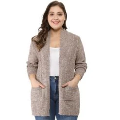 Agnes Orinda Women's Plus Size Winter Outerwear Open Front Knit Sweater Cardigan -Women Store GUEST 5f3dee52 6bbd 42ad a450 05adf08a010b