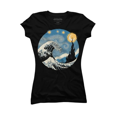 Junior's Design By Humans The Great Starry Wave By Vincenttrinidad T-Shirt 5 Junior's Design By Humans The Great Starry Wave By Vincenttrinidad T-Shirt - Image 3