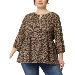 Agnes Orinda Women's Plus Size Keyhole Babydoll Lantern Floral Blouses 17 Agnes Orinda Women's Plus Size Keyhole Babydoll Lantern Floral Blouses -Women Store GUEST 630558f4 5d1c 41ee bb3c 434da7885e5f
