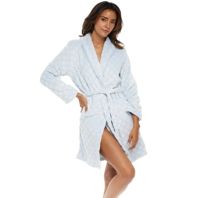 Women's Warm Soft Plush Fleece Bathrobe, Knee Length Robe, Seashell Scalloped 11 Women's Warm Soft Plush Fleece Bathrobe, Knee Length Robe, Seashell Scalloped - Image 9
