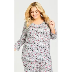Women's Plus Size Snowman Hacci V Neck Sleep Top - Gray | AVENUE 13 Women's Plus Size Snowman Hacci V Neck Sleep Top - Gray | AVENUE -Women Store GUEST 660bf1c6 70d7 4c68 b182 cc08f0c338a0