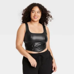 Women's Faux Leather Corset - Colsie™ Black -Women Store GUEST 66cacd54 4a9a 4206 bf9d 8881de75c75c