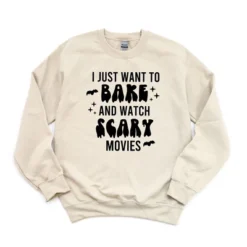 Simply Sage Market Women's Graphic Sweatshirt Bake And Watch Scary Movies -Women Store GUEST 68203acc 543b 4a4a a0bf 684ba454a35a