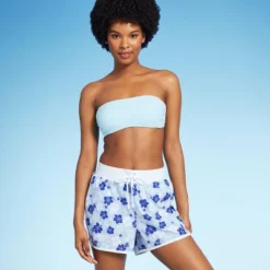Women's 4" Inseam High Waist Lace-Up Board Shorts - Wild Fable™ Blue Floral Print -Women Store GUEST 6932cbdf a61b 4133 adfa 05ea0ef15c78