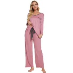 Cheibear Womens Pajama Set Soft Modal Contrast Color Long Sleeve Shirt And Pants Sleepwear 2pcs -Women Store GUEST 6b05396c 97c7 492d b034 a7737d0ecafc