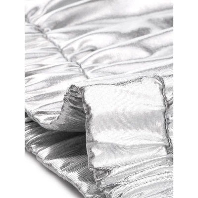 Allegra K Women's Track Holographic Shiny Long Sleeve Metallic Zip Front Jacket 7 Allegra K Women's Track Holographic Shiny Long Sleeve Metallic Zip Front Jacket - Image 5