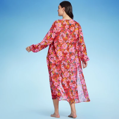 Women's Long Sleeve Open-Front Maxi Cover Up - Shade & Shore™ Multi Floral Print 3 Women's Long Sleeve Open-Front Maxi Cover Up - Shade & Shore™ Multi Floral Print