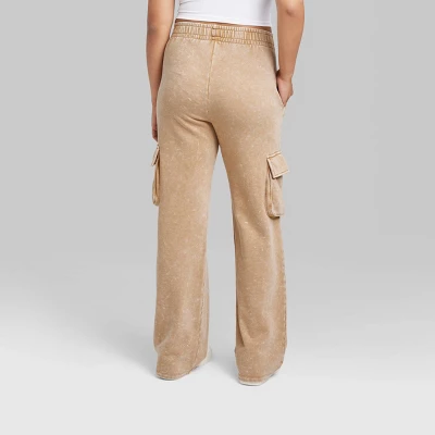 Women's High-Rise Wide Leg Fleece Cargo Pants - Wild Fable™ 4 Women's High-Rise Wide Leg Fleece Cargo Pants - Wild Fable™ - Image 2