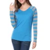 Allegra K Women's Striped V Neck Long Raglan Sleeve T-Shirts -Women Store GUEST 6e5f970f 40cd 4c30 b8b8 f797d2aa6d39