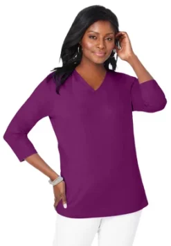 Jessica London Women’s Plus Size V-Neck Tee -Women Store GUEST 6e68aeb8 4f3b 4223 a415 4e5e5fc575d3