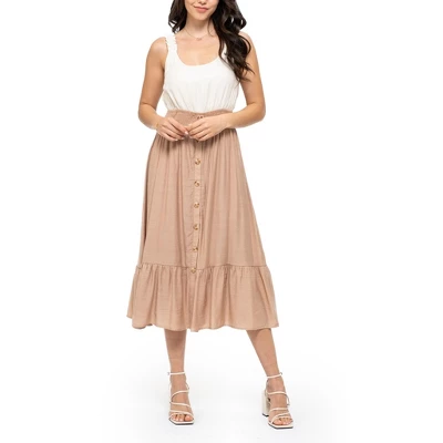August Sky Women's Ruffle Strap Two-fer Midi Dress 6 August Sky Women's Ruffle Strap Two-fer Midi Dress - Image 4