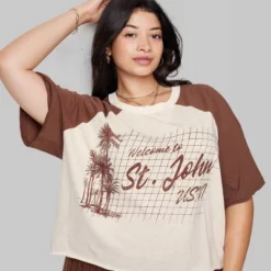 Women's Ascot + Hart Cropped St. John Elbow Sleeve Graphic T-Shirt - Brown 15 Women's Ascot + Hart Cropped St. John Elbow Sleeve Graphic T-Shirt - Brown -Women Store GUEST 709e1493 cb0c 4ae8 bf20 05fa4d7a3d29