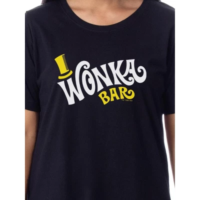 Willy Wonka Womens' Wonka Chocolate Bar Nightgown Sleep Pajama Shirt Black 3 Willy Wonka Womens' Wonka Chocolate Bar Nightgown Sleep Pajama Shirt Black