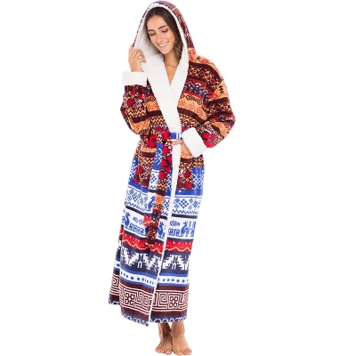 Women's Warm Winter Robe, Plush Fleece Full Length Long Hooded Bathrobe 4 Women's Warm Winter Robe, Plush Fleece Full Length Long Hooded Bathrobe - Image 2