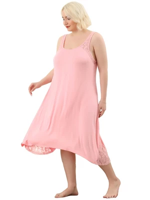 Agnes Orinda Plus Size Women Nightgown Chemise Sleepwear Full Slip Lace Nightwear 4 Agnes Orinda Plus Size Women Nightgown Chemise Sleepwear Full Slip Lace Nightwear - Image 2