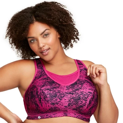 Glamorise Womens No-Bounce Camisole Elite Sports Wirefree Bra 1067 Fuchsia Print 4 Glamorise Womens No-Bounce Camisole Elite Sports Wirefree Bra 1067 Fuchsia Print - Image 2