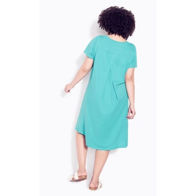 Women's Plus Size Hello Sunshine Plain Dress - Turquoise | ZIM & ZOE 3 Women's Plus Size Hello Sunshine Plain Dress - Turquoise | ZIM & ZOE