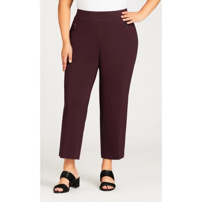 Women's Plus Size Super Stretch Zip Pant Burgundy - Petite | AVENUE 15 Women's Plus Size Super Stretch Zip Pant Burgundy - Petite | AVENUE - Image 13