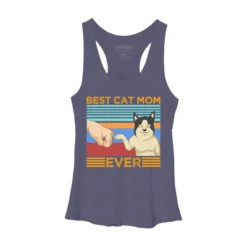 Women's Design By Humans Best Cat Mom Ever Retro Stripes By Shirtpublic Racerback Tank Top -Women Store GUEST 75a5cb6c 1996 4a7a 9b04 9596cb76d0f1