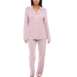Women's Soft Knit Jersey Pajamas Lounge Set, Long Sleeve Top And Pants With Pockets -Women Store GUEST 770d8c06 fd1c 4def 8ef9 503ef89b6f40