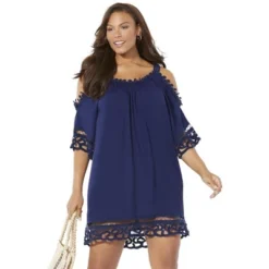 Swimsuits For All Women’s Plus Size Vera Crochet Cold Shoulder Cover Up Dress -Women Store GUEST 775ff530 961b 46f3 a03e 1d04bbabccea