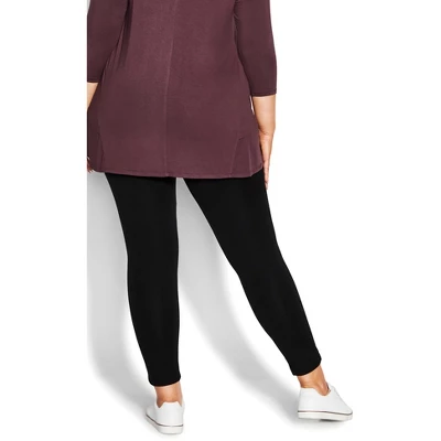 Women's Plus Size Pull On Ponte Pant Black - Petite | AVENUE 5 Women's Plus Size Pull On Ponte Pant Black - Petite | AVENUE - Image 3