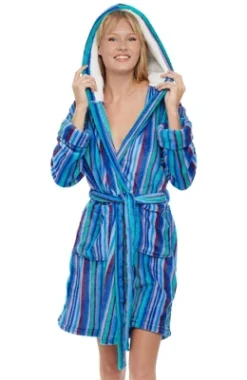 Women's Classic Plush Hooded Robe, Short Fleece Plaid Bathrobe With Hood -Women Store GUEST 780e2362 25c1 4315 ac5c 6d7357d19d3f
