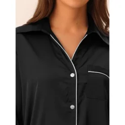 Cheibear Women's Button Down 3/4 Sleeve Mini Nightshirt Dress -Women Store GUEST 794b4455 662a 47ac 91b3 6eb2cbcb60ad