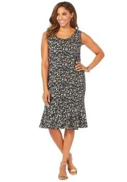 Jessica London Women’s Plus Size 2-Piece Flounce Hem Ponte Jacket Dress