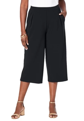 Jessica London Women’s Plus Size Wide-Leg Crop Crepe Pants 4 Jessica London Women’s Plus Size Wide-Leg Crop Crepe Pants - Image 2