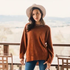 Women's Neutral Split Hem Relaxed Sweater - Cupshe -Women Store GUEST 7ab31d9c b379 42e4 bc54 1e3e4c1b3b20