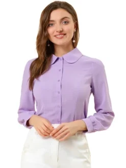 Allegra K Women's Work Peter Pan Collar Long Sleeve Button Down Shirt 25 Allegra K Women's Work Peter Pan Collar Long Sleeve Button Down Shirt -Women Store GUEST 7bb7e03b fd1c 429c 8a67 f49c3c67a75b