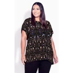 Women's Plus Size Mixed Media Top - Black Print | AVENUE -Women Store GUEST 7d8a8303 50d1 4cea 92c0 ce81d9880381