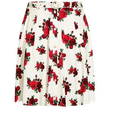 Women's Plus Size Vintage Rose Skirt - Ivory | CITY CHIC 4 Women's Plus Size Vintage Rose Skirt - Ivory | CITY CHIC - Image 2