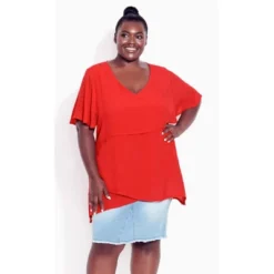 Women's Plus Size Mylah Layer Tunic - Scarlet | AVENUE 14 Women's Plus Size Mylah Layer Tunic - Scarlet | AVENUE -Women Store GUEST 7da64a91 cfb8 4309 8135 02df67303829