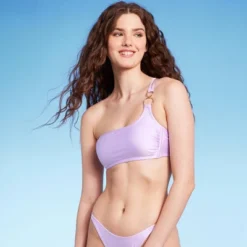 Women's Ring Detail One Shoulder Bralette Bikini Top - Wild Fable™ Shiny Light Purple -Women Store GUEST 7de5d0b6 fb98 4a82 aed7 1753a9260827