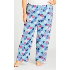 Women's Plus Size Snowflake Fleece Sleep Pant - Blue | AVENUE