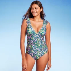 Women's Ruffle Shoulder Ruched Full Coverage One Piece Swimsuit - Kona Sol™ -Women Store GUEST 7ebf4907 d7fc 4e24 877b 04fd28058f7c