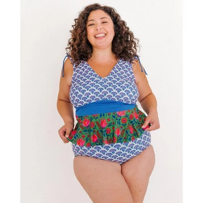 Lime Ricki Women's Block Floral Peplum 4 Lime Ricki Women's Block Floral Peplum - Image 2