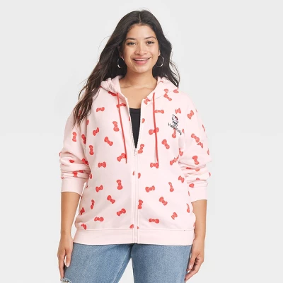 Women's Sanrio Hello Kitty Bow Zip-Up Graphic Hoodie - Pink 6 Women's Sanrio Hello Kitty Bow Zip-Up Graphic Hoodie - Pink - Image 4
