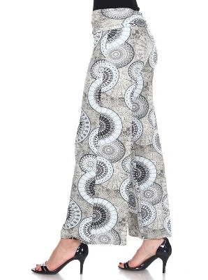 Women's Circle Printed Palazzo Pants - White Mark 3 Women's Circle Printed Palazzo Pants - White Mark