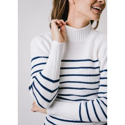 Hope & Henry Women's Long Sleeve Mock Neck Breton Sweater 3 Hope & Henry Women's Long Sleeve Mock Neck Breton Sweater