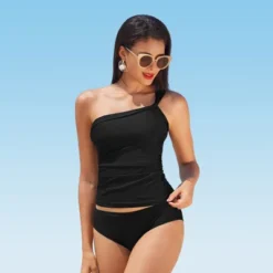 Women's One Shoulder Low Back Tankini Set - Cupshe -Women Store GUEST 836c0452 5f22 4716 bb15 99f9583d4296