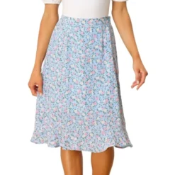 Allegra K Women's Floral Ruffle Elastic High Waist Button Flowy Split Midi Skirt -Women Store GUEST 86d9f8df ce08 4d31 ba4b 2343312fabb5