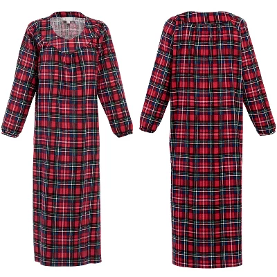 Women's Cotton Flannel Nightgown, Long Soft Sleep Dress 4 Women's Cotton Flannel Nightgown, Long Soft Sleep Dress - Image 2