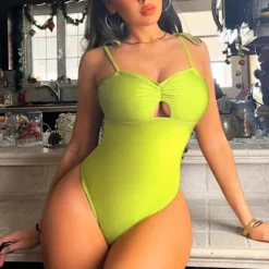 Women's Ruched Tie Strap One Piece Swimsuit -Cupshe